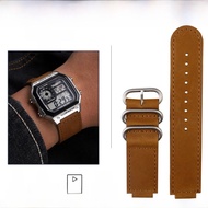 สายนาฬิกาหนังวัวสำหรับผู้ชาย Casio AE-1200/1100/SGW-300/W218H ซีรีส์ปรับแต่งแบบย้อนยุค สายนาฬิกาหนัง