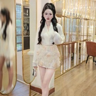 Blouse and skirt set, lady's skirt set, silk blouse and pretty floral skirt set G423