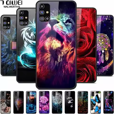 Tempered Glass Colorful Cover For Samsung Galaxy M31s Case Hard Shockproof Funda for Galaxy M51 M21 