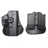 Tactical Holster for Glock 17 18 19 Waist Belt Holsters Case with Double Magazine IMI Belt Waist Hol