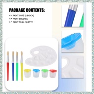 [h5bl3j6wj.ph] 9 Pcs No Spill Paint Cups Set with Paint Brushes and Paint Tray Palette, Paint Cups w