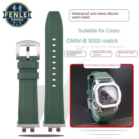 For Casio G-SHOCK 35th Anniversary GMW-B5000 GM-B2100 Metal Small Square Series Strap Silicone Quick