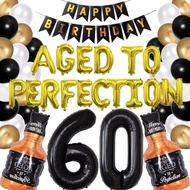 (SG Seller) 60th Birthday Decoration, 60th Birthday Balloon, Decoration Set Decor Kit, Black and Gol