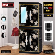 STUDIO - Lemari Pakaian Plastik 2 Pintu Jumbo Motif Bunga Printing VIP GANTUNG + KACA