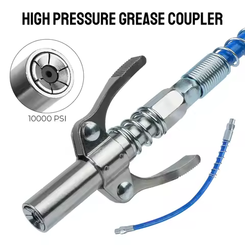 10000PSI High Pressure Grease Coupler Nozzle Hose Pump Syringe Grease Gun NPT1/8 Adapter Brake Oil C