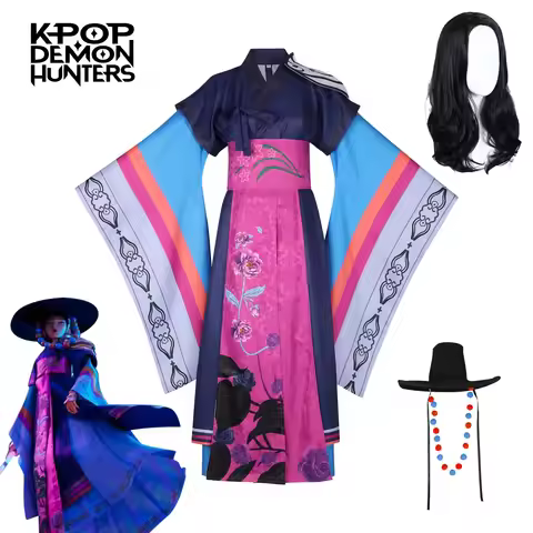 KPopp Huntrix Celine Cosplay Costume Wig Demon Korean Hanbok With Hat Halloween Party Full Set For W