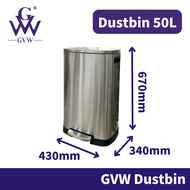 GVW Tong Sampah Besar Tong Sampah Bertutup Dapur Rubbish Bin Stainless Steel Dustbin Kitchen Recycle