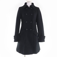 成色極佳的BURBERRY BLUE LABEL羊毛大衣，搭配品牌標誌扣環和格紋內襯，黑色，尺寸38，正品，女款