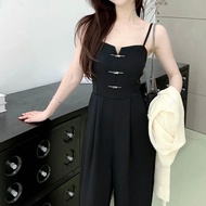 (Trendy) Lovito Casual Jumpsuit Plain Cold Shoulder Jumpsuit for Women LNE61347
