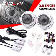 Sinolyn Super 3.0" Full Kit H4 H7 Bi-xenon Projector Headlight Lens Silver Shrouds Relay Harness Hig