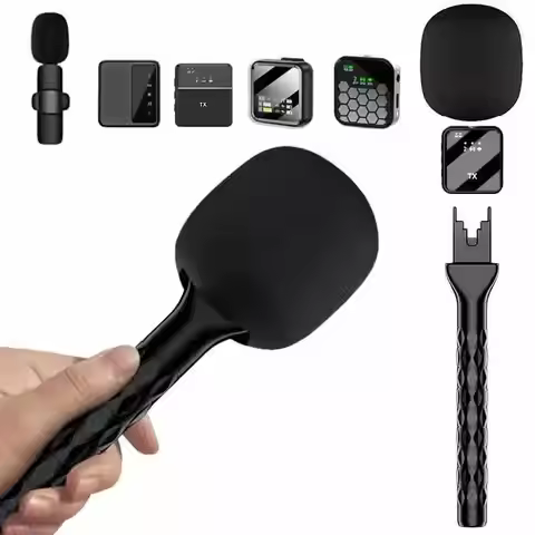 Portable Wireless Microphone Stand Handheld Interview Microphone Adapter with Windshield Foam for DJ