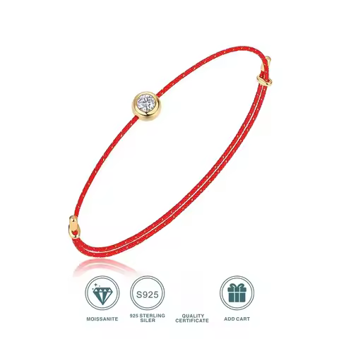 VVS1 Moissanite Bracelet, GRA Certified, 0.3 Carat Lab Diamond, 6-Color Adjustable Cord, Elegant Jew
