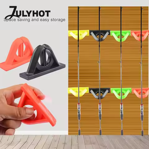 Fishing Rod Display Rack No Punch Vertical Silicone Bracket Fixing Rack Fishing Rod Collection Rack