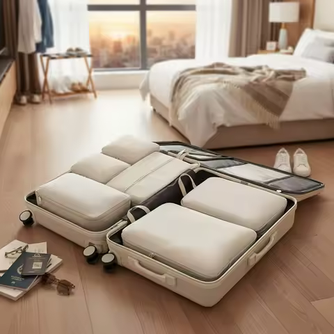 6-Piece Compression Packing Cubes Set Lightweight Travel Organizers for Luggage Clothes Storage