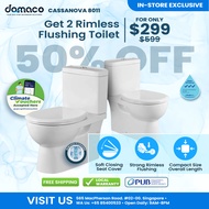 Domaco x Cassanova 8011 Strong Rimless Flushing w/ Nano & Anti-bacterial Coated Toilet Bowl