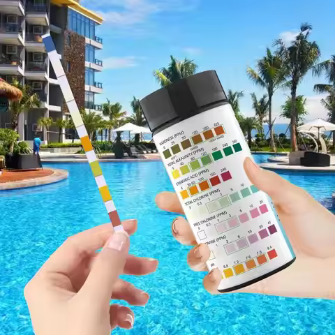 Pool Testing Strips 8-Way Pool Salt Test Strips 100 Strips Swimming Pool Test Strips For Total Alkal
