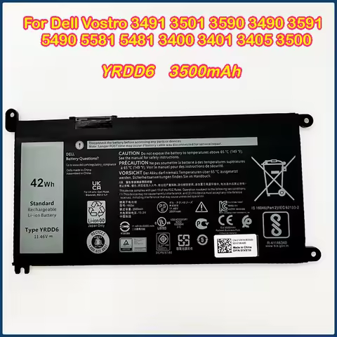 YRDD6 Battery For Dell Vostro 3491 3501 3590 3490 3591 5490 5581 5481 3400 3401 3405 3500 Latitude 3