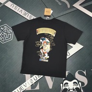 EVISU/God of Fortune 2026 Classic Round Neck Short-Sleeved T-Shirt Men Women Style Letter Printed Ro