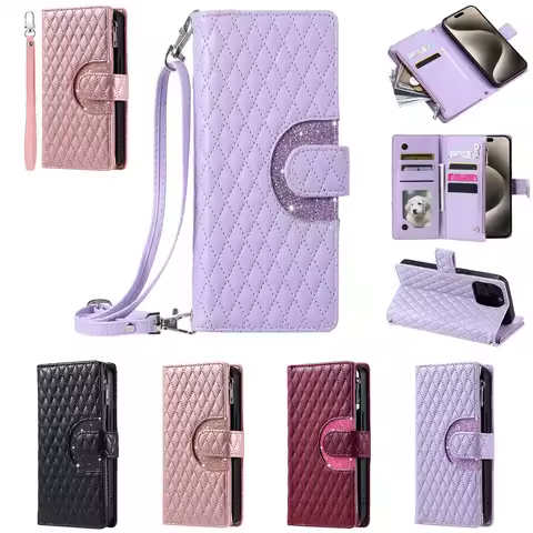 Luxury Multi 9-Card Zipper Case For Sony Xperia 10 VI 5 V 1 IV 10ii 1ii XZ1 XZ XA2 XA1 Leather Lanya