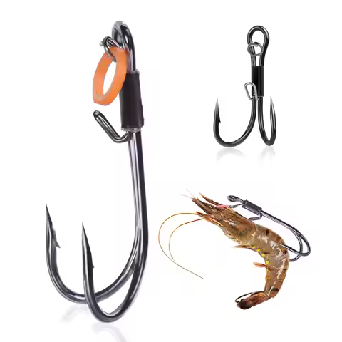 High Carbon Steel Live Shrimp Fishing Hook 5Pcs Double Hook Live Shrimp Holder Hook Corrosion Resist