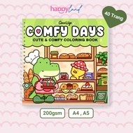 C0mfy Days Coloring Set, Book of 40 200gsm Thick Paper Paintings, A4 A5 Size, Coloring Pages for Adu