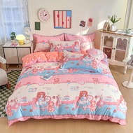 Crayon Shin-chan bộ đồ giường ngủ dễ thương phim hoạt hình bedsheet Bộ 4 trong 1 Duvet cover + gối +