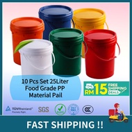 【EM099】10Pcs Set Top Quality Food Grade  PP Plastic Thicker 25Liter Paint Pail / Plastic Bucket