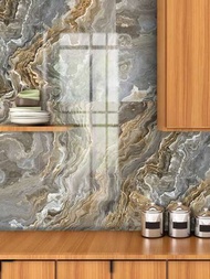 8入組抽象紋理大理石加厚水晶陶瓷磁磚貼紙,廚房和浴室防水和防油自黏家裝壁紙,尺寸5.91x5.91, 7.87x7.87, 11.81x11.81英寸