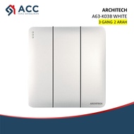 ARCHITECH A63 WHITE TRIPLE SWITCH 3 GANG 2 WAY HOTEL