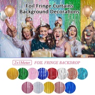 1*2M Foil Curtain Backdrop Laser Metallic Fringe Foil Curtain Party Decorations for Birthday Wedding