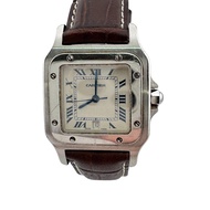 นาฬิกาข้อมือ Cartier Santos Galbee 3 เข็มพร้อมแสดงวันที่ (มือสอง) สีน้ำตาล