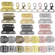 30 Pack Swivel Clasp D Ring and Slider Clasp Set Lanyard Snap Hook Keychain Clip Hook D Keychain Rin
