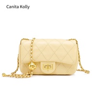 Canita Kolly2023 New Style Genuine Leather Female Bag Cowhide Bag Diamondfrench styleChain Messenger