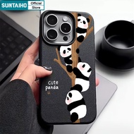 Suntaiho Funny Cute Casing Pandas Climb Bamboo Pattern Phone Case for Iphone 15 14 12 13 11 Pro Max 