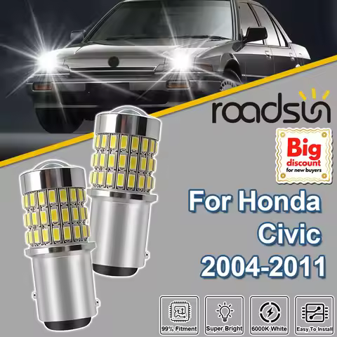 Roadsun 2X For Honda Civic 2004-2011 1157 P21/5W Canbus LED Projector Lens Turn Signal Light Bulbs 2