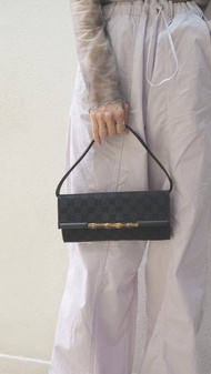 GUCCI canvas bamboo pochette bag 側背包 斜背包 日本中古