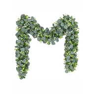 1pc Artificial Eucalyptus Leaves Greenery Garland Faux Plant Spring Vines with White Flowers Berries