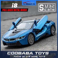 CBB 1:32 BMW i8 Supercar Alloy Diecast Car Model Toy Sound Light Pull Back For Kids Boys Adults Coll