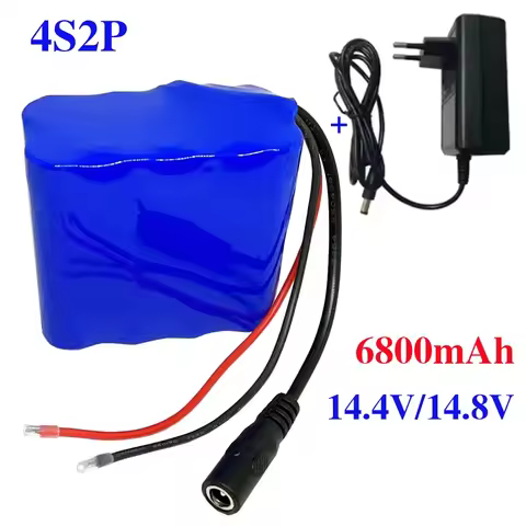14.8V/14.4V 6.8AH 18650 Lithium Battery Pack 4S2P 6800mAh Built-in 10A BMS for Bluetooth Speakers an