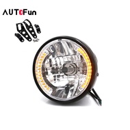 AUTOFun Universal 7 Inch Motorcycle Headlight H4 35W LED Head Lamp 9 Wires Light with Bracket