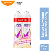 Rexona Natural Brightening Fresh Sakura Deodorant Spray Twin Pack 2x135ml