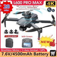 ❤️3KM 28Mins With Screen ❤️ L600 / L600-1 PRO MAX Professional GPS Drone with 3-Axis Gimbal 4K HD Du
