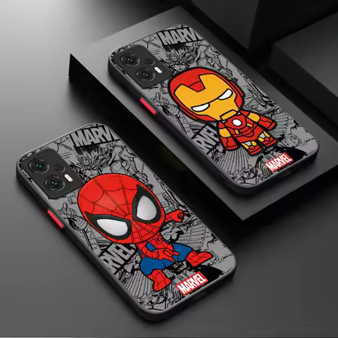 Cute Marvel Spider-Man Iron Man Matte Phone Case for Xiaomi 14 13 12 11 Ultra 10 Lite 15T 14T 13T 12