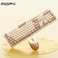 FANTASY MOFii ice cream USB Wireless Keyboard Mouse Combo Retro Cute Keyboard with Cat Shape Mouse
