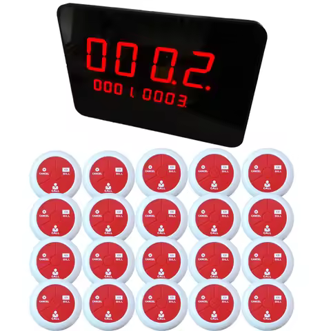 Wireless Waiter Calling System Restaurant Pager Customer Service Button Smart Voice Broadcast Receiv