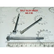 MESIN PUTIH M6 X 80 MOTORCYCLE ENGINE BLOCK BOLTS / WHITE FLANGE / FO KEY 8 LENGTH 8 CM