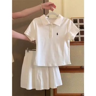 YADOU ชุดเสื้อโปโลฤดูร้อนสำหรับเด็กผู้หญิงมีสง่างามแขนสั้นเสื้อและกระโปรงมีจีบ