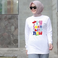 BAJU KAOS LENGAN PANJANG WANITA JUNDO ATASAN HIJAB BAHAN TEBAL 24S PUTIH KAOS OOTD KAOS VIRAL / MYSH