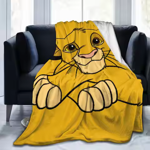The Lion King Simba Anime Blankets Velvet Anime Warm Throw Blanket for Outdoor Travel Bedspread