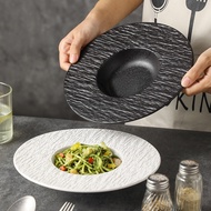 Straw Hat Plate Ceramic Deep Plate Salad Plate Pasta Feel Japanese Style Rock Western Food Plate Pas